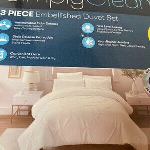 Serta Simply Clean 3 Pc Embellished Duvet Set